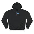 Blue Mushroom Hoodie — Minimal Fungi Graphic Champion-Style Pullover